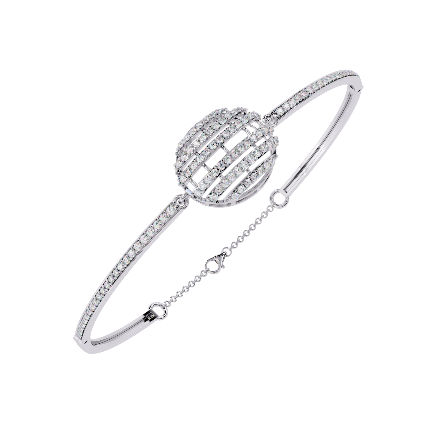 Luxury Radiant Sphere Lab grown  Diamond Bangle Bracelet