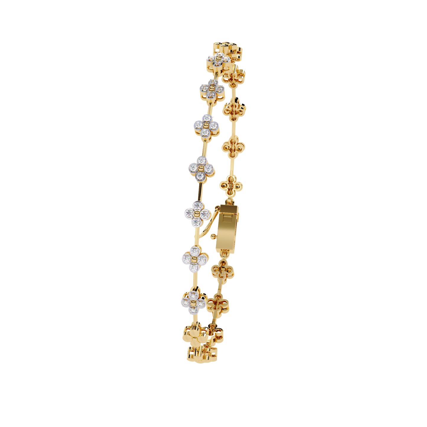 0.23 Ct Round Lab Grown Diamond Tennis Bracelet with flower motif