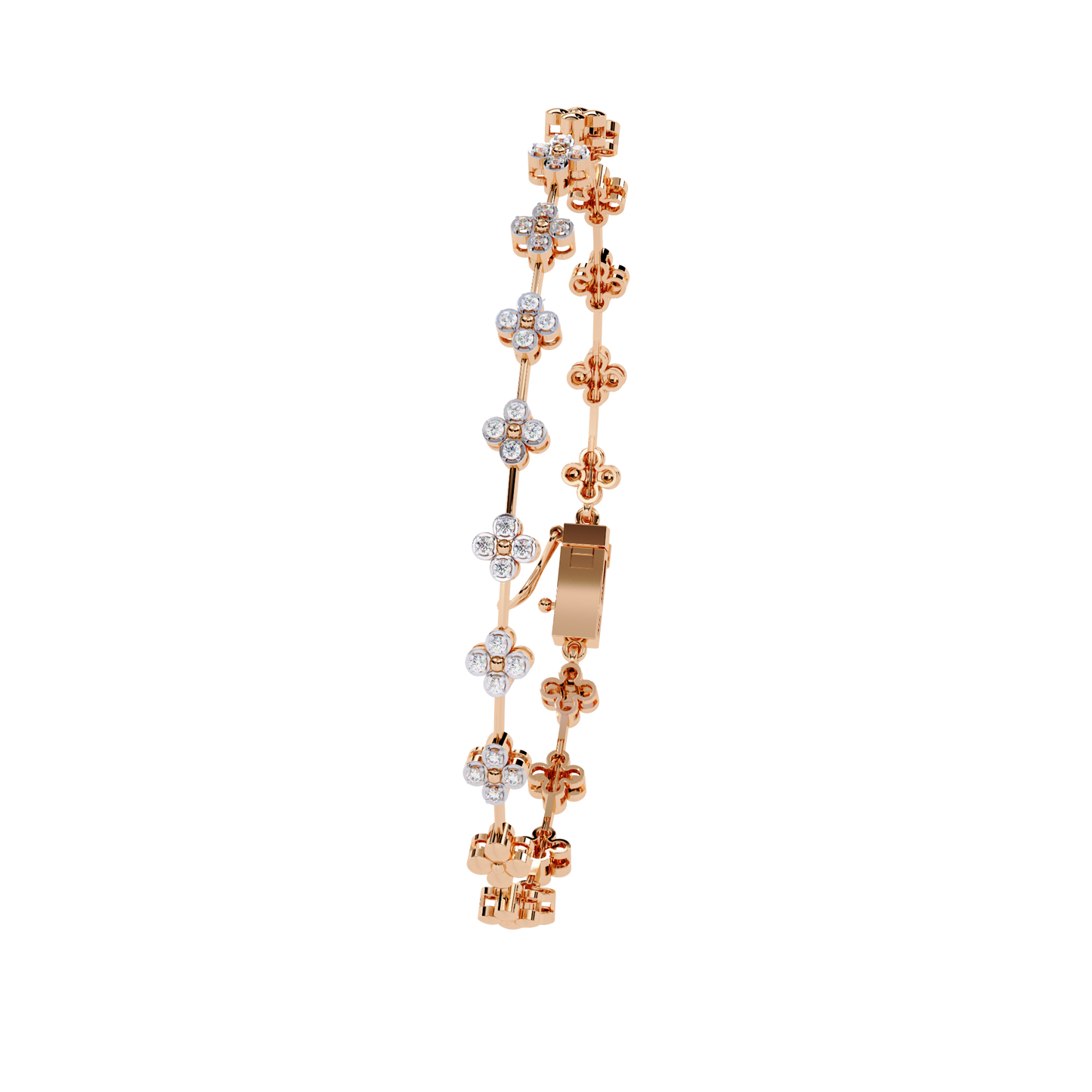 0.23 Ct Round Lab Grown Diamond Tennis Bracelet with flower motif