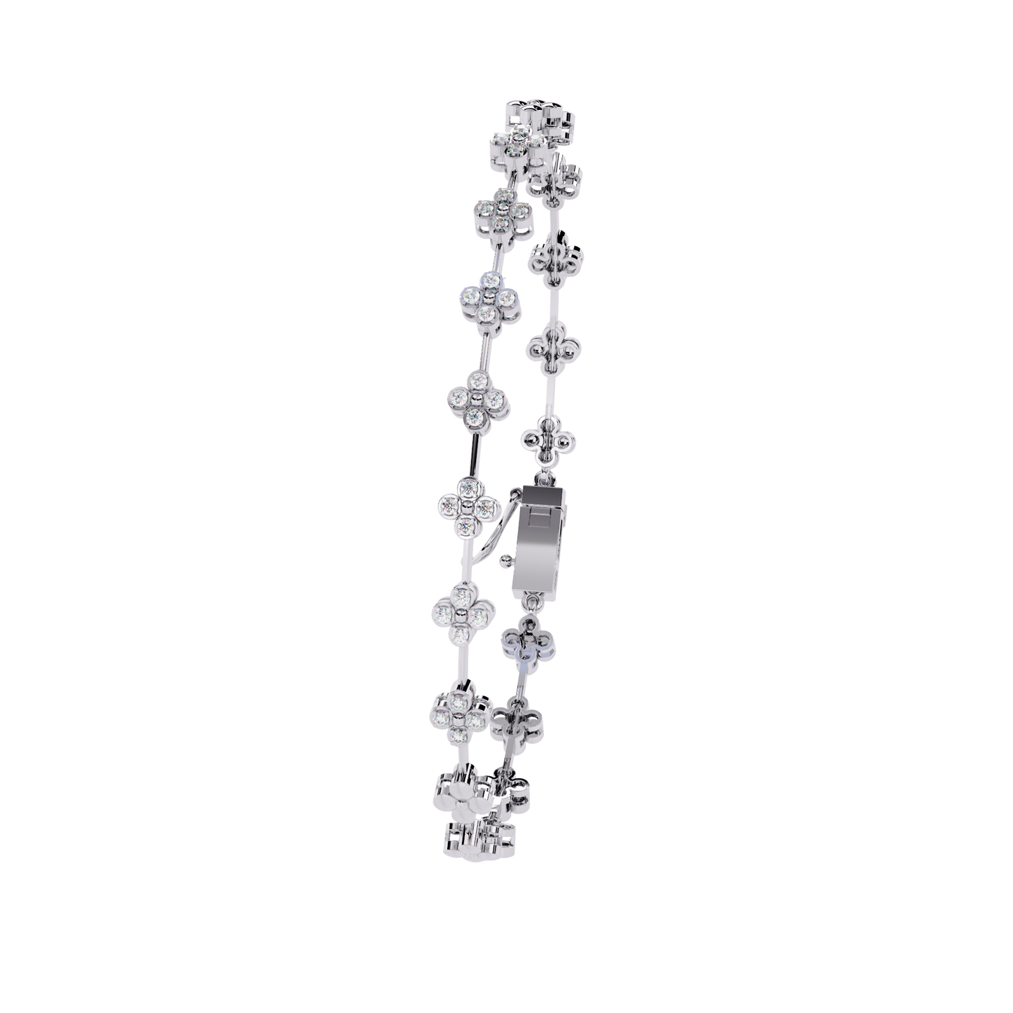 0.23 Ct Round Lab Grown Diamond Tennis Bracelet with flower motif