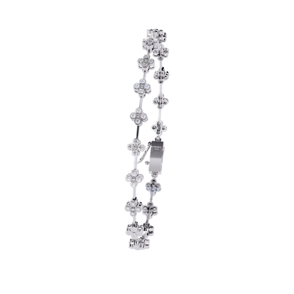 0.23 Ct Round Lab Grown Diamond Tennis Bracelet with flower motif