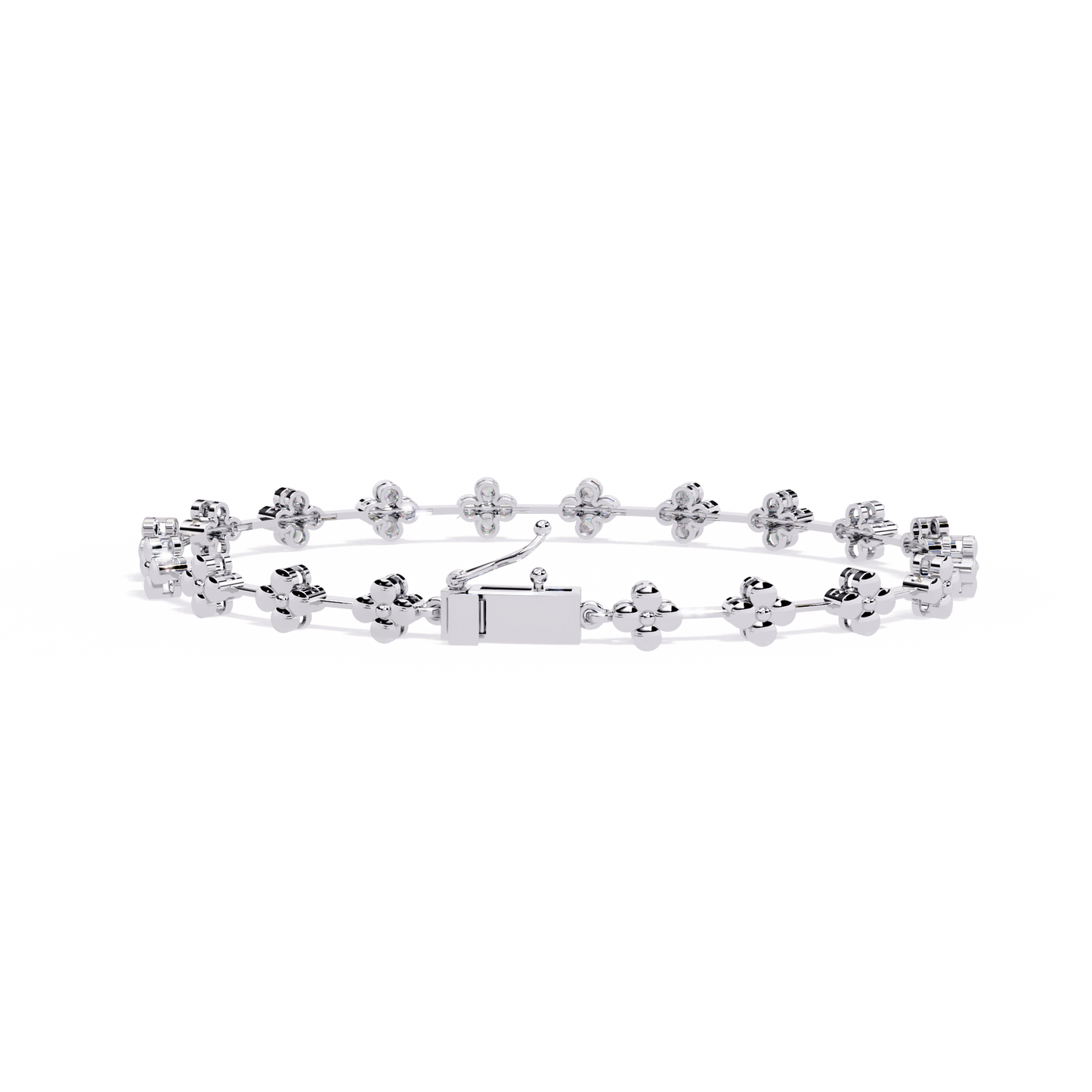0.23 Ct Round Lab Grown Diamond Tennis Bracelet with flower motif