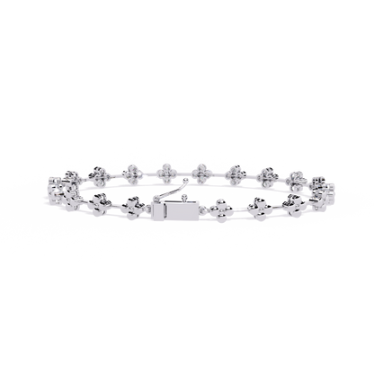 0.23 Ct Round Lab Grown Diamond Tennis Bracelet with flower motif