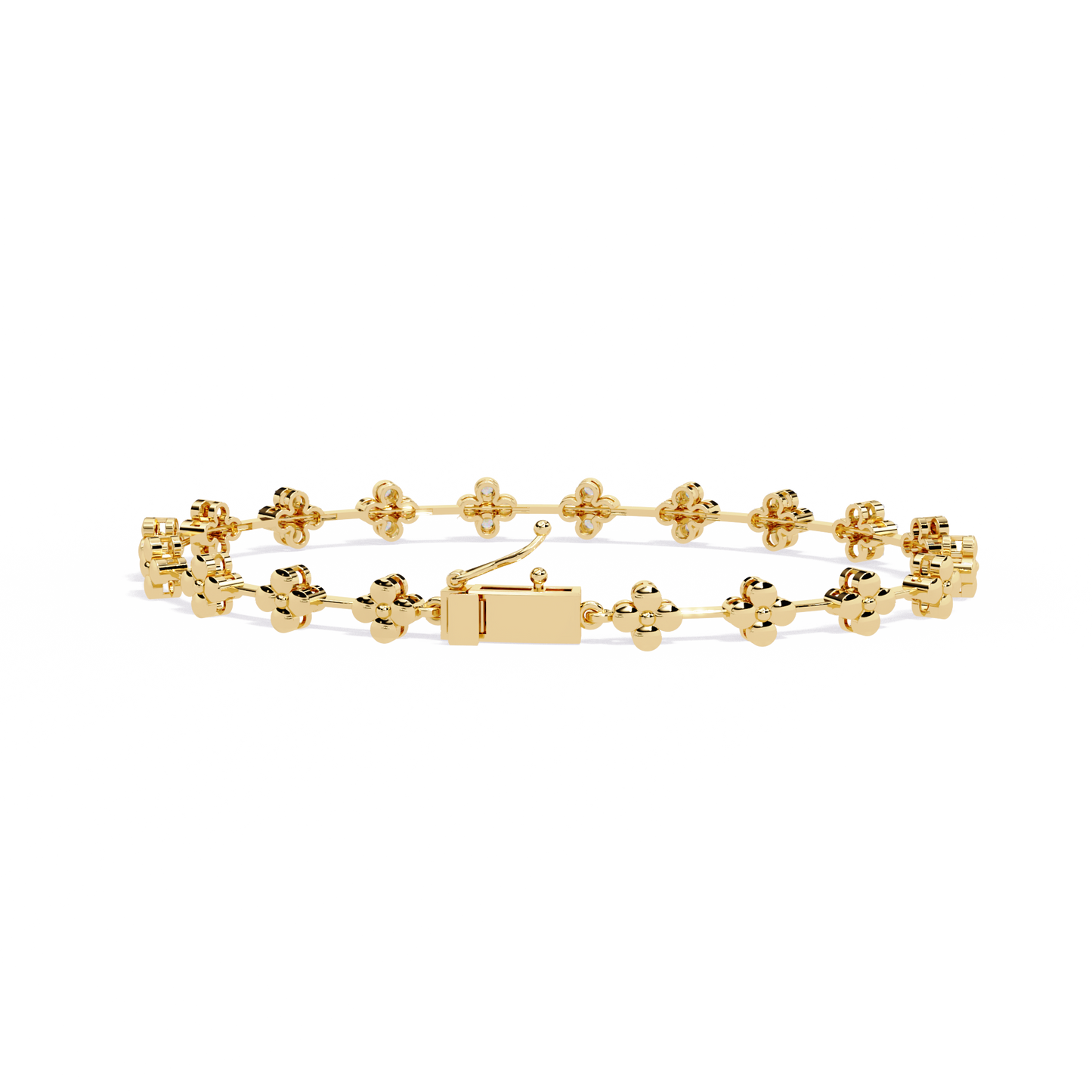 0.23 Ct Round Lab Grown Diamond Tennis Bracelet with flower motif