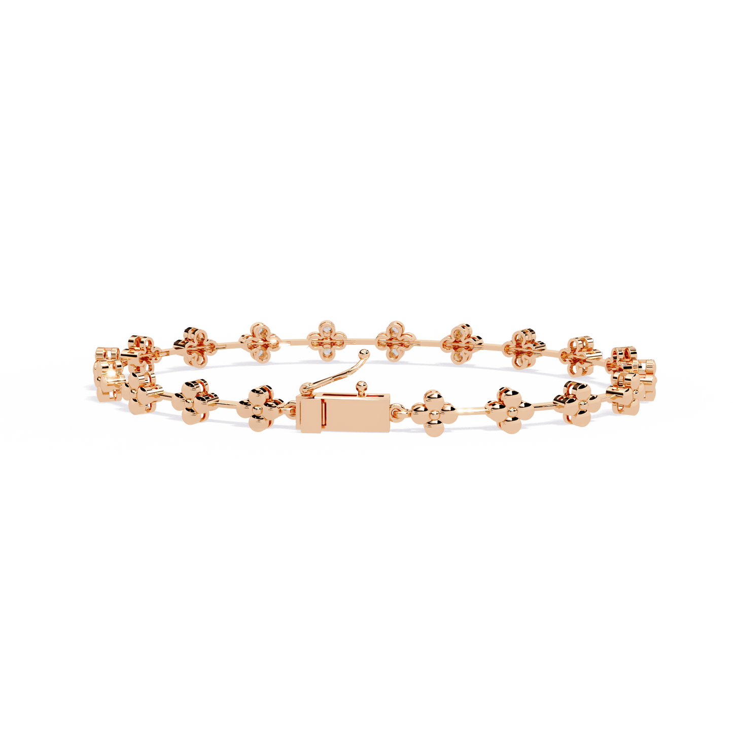 0.23 Ct Round Lab Grown Diamond Tennis Bracelet with flower motif