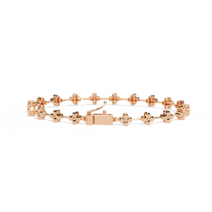 0.23 Ct Round Lab Grown Diamond Tennis Bracelet with flower motif