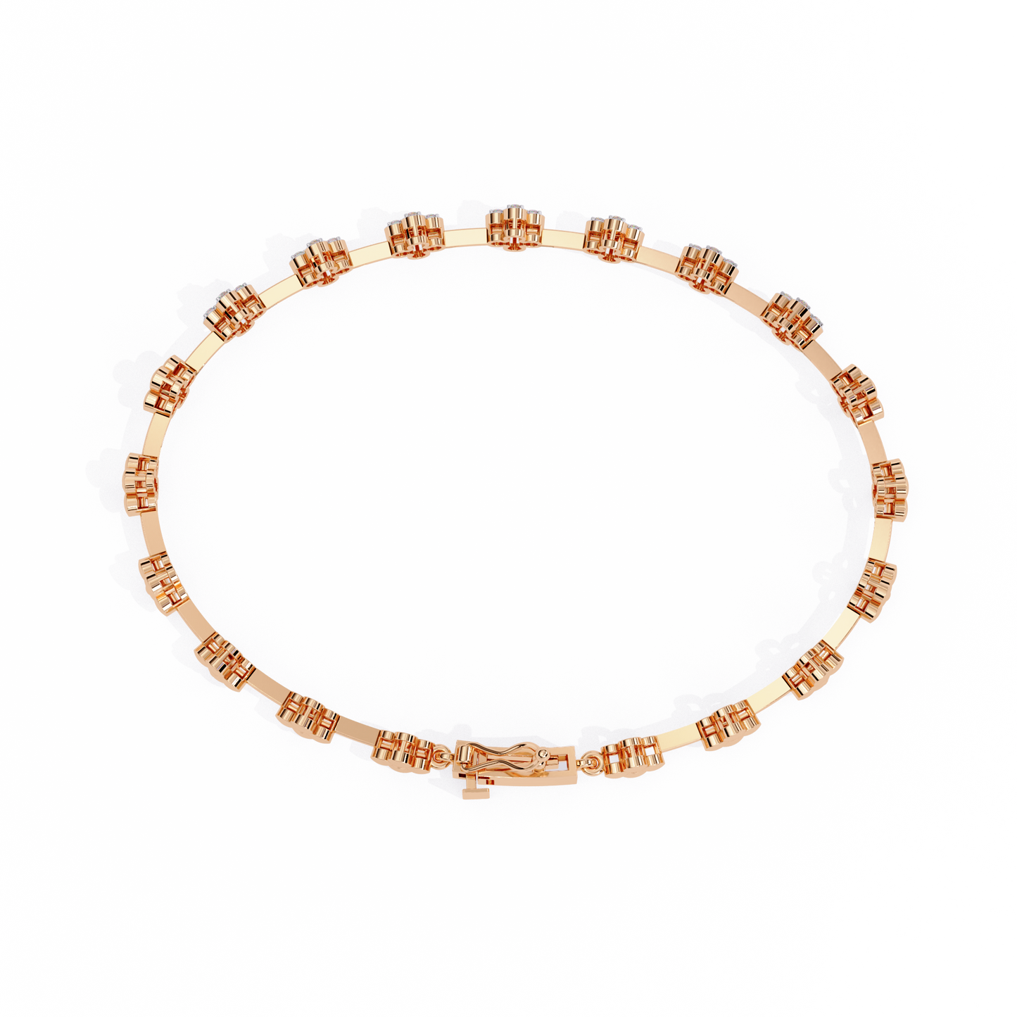 0.23 Ct Round Lab Grown Diamond Tennis Bracelet with flower motif