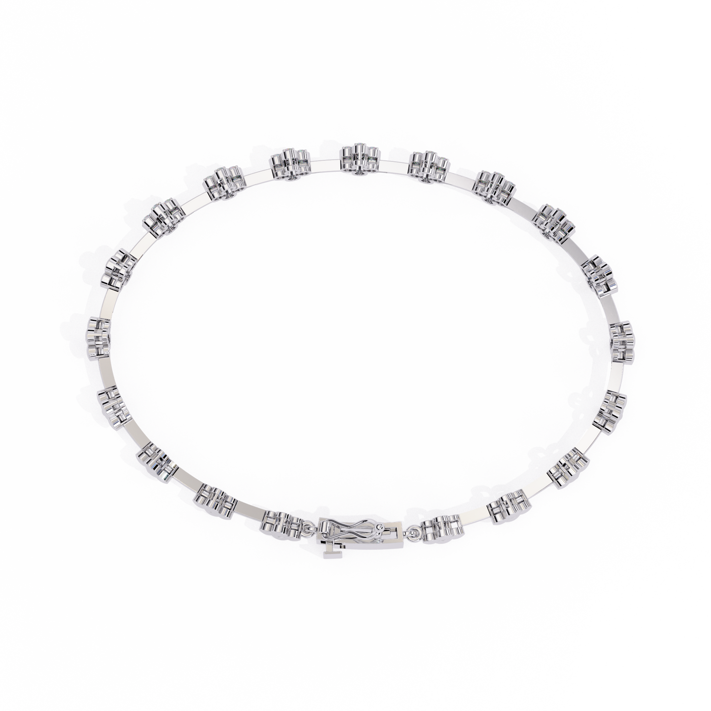 0.23 Ct Round Lab Grown Diamond Tennis Bracelet with flower motif