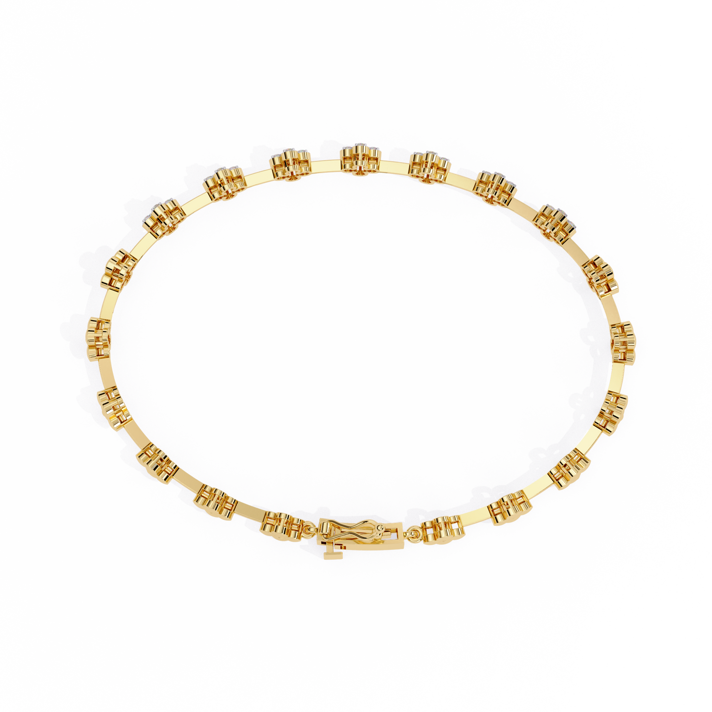0.23 Ct Round Lab Grown Diamond Tennis Bracelet with flower motif