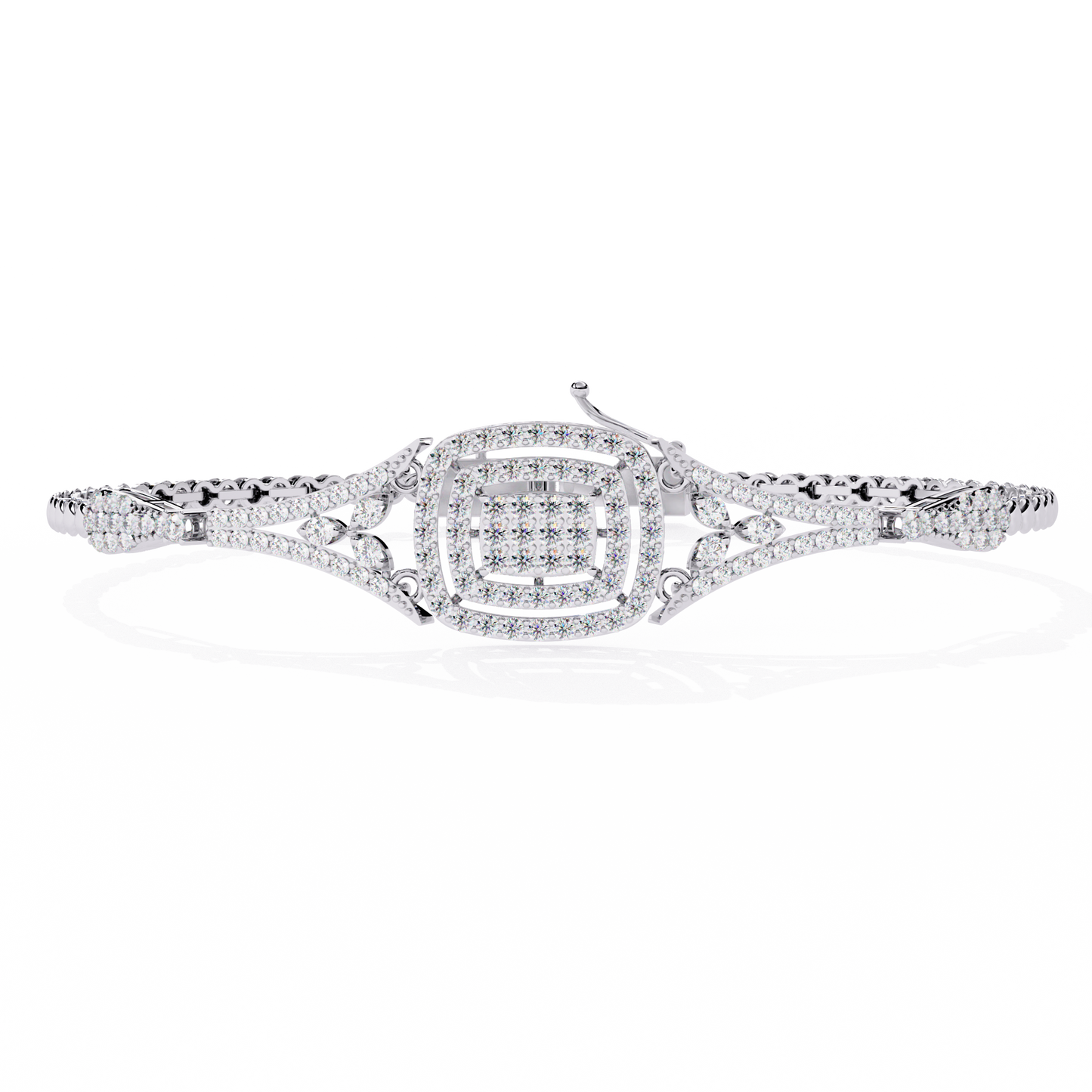1.07 Ct Elegant  Square Halo Lab Grown diamond  Tennis Bracelet