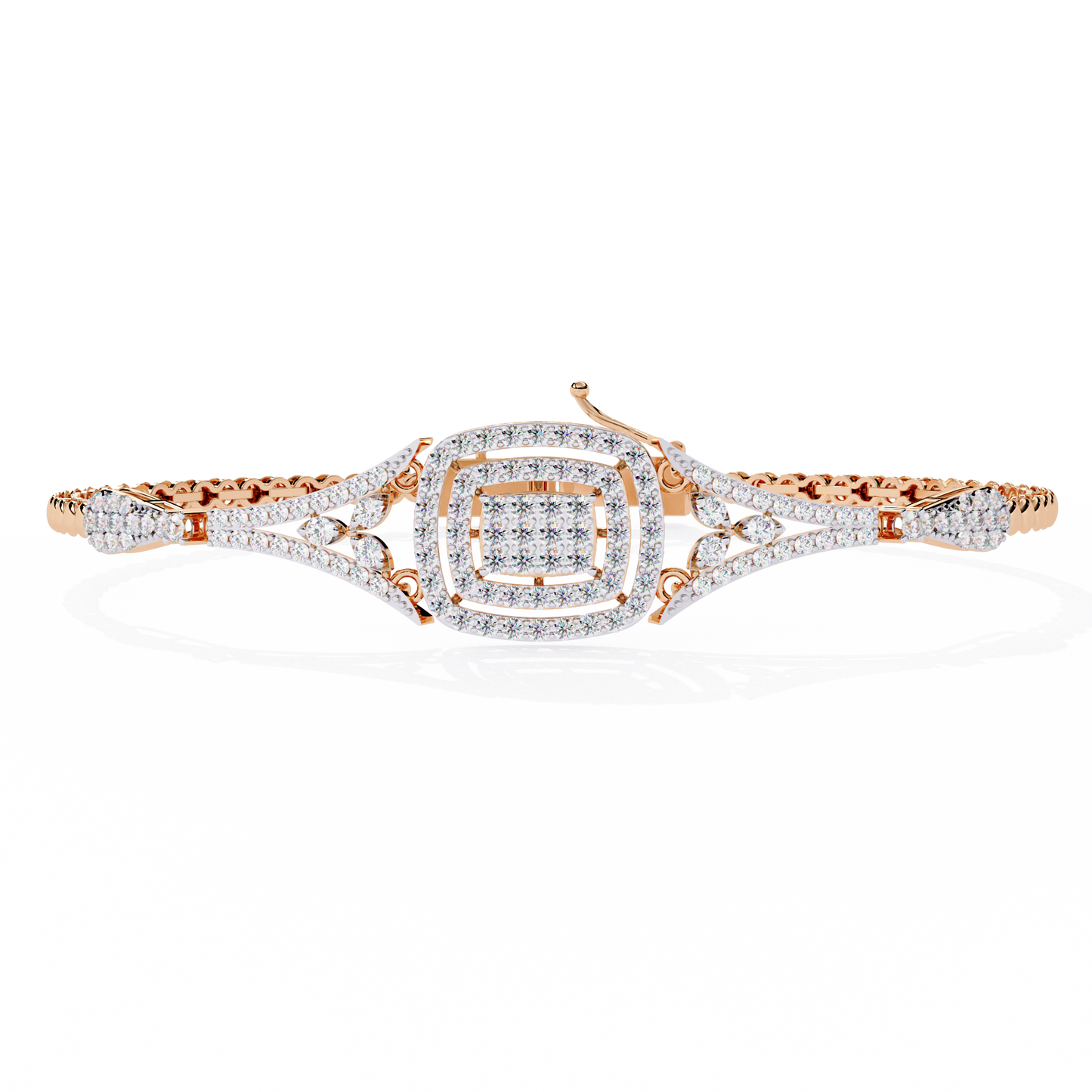 1.07 Ct Elegant  Square Halo Lab Grown diamond  Tennis Bracelet