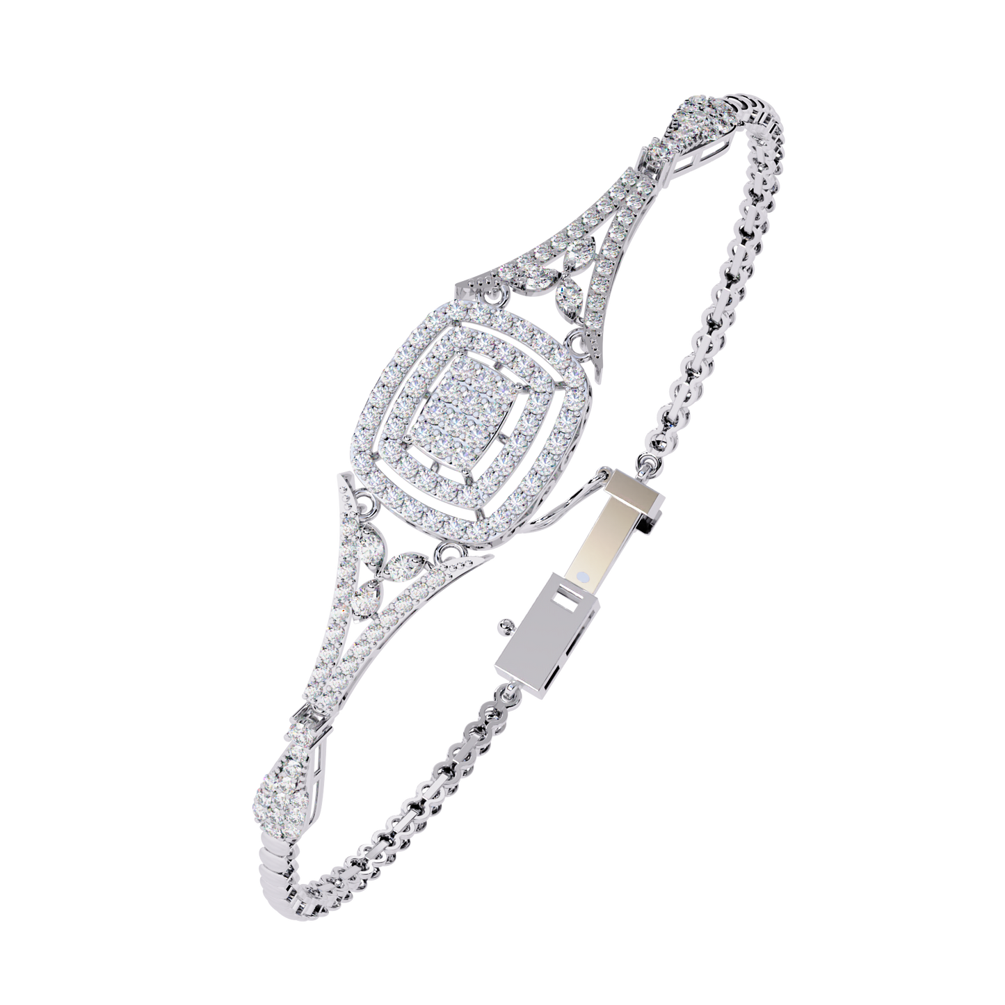 1.07 Ct Elegant  Square Halo Lab Grown diamond  Tennis Bracelet