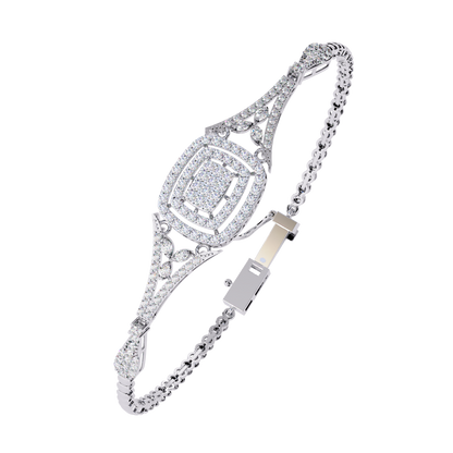 1.07 Ct Elegant  Square Halo Lab Grown diamond  Tennis Bracelet