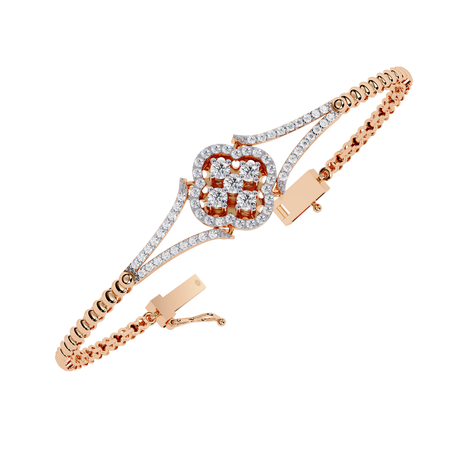 0.5ct Clover Round cut Lab Grown  Diamond Bracelet