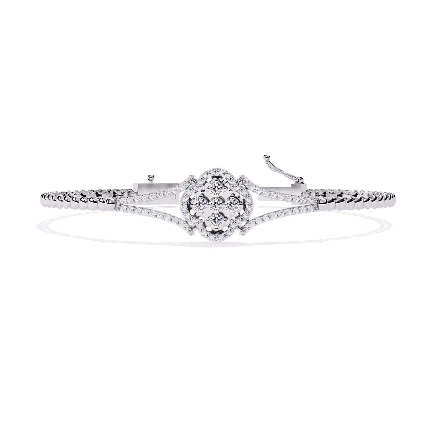 0.5ct Clover Round cut Lab Grown  Diamond Bracelet