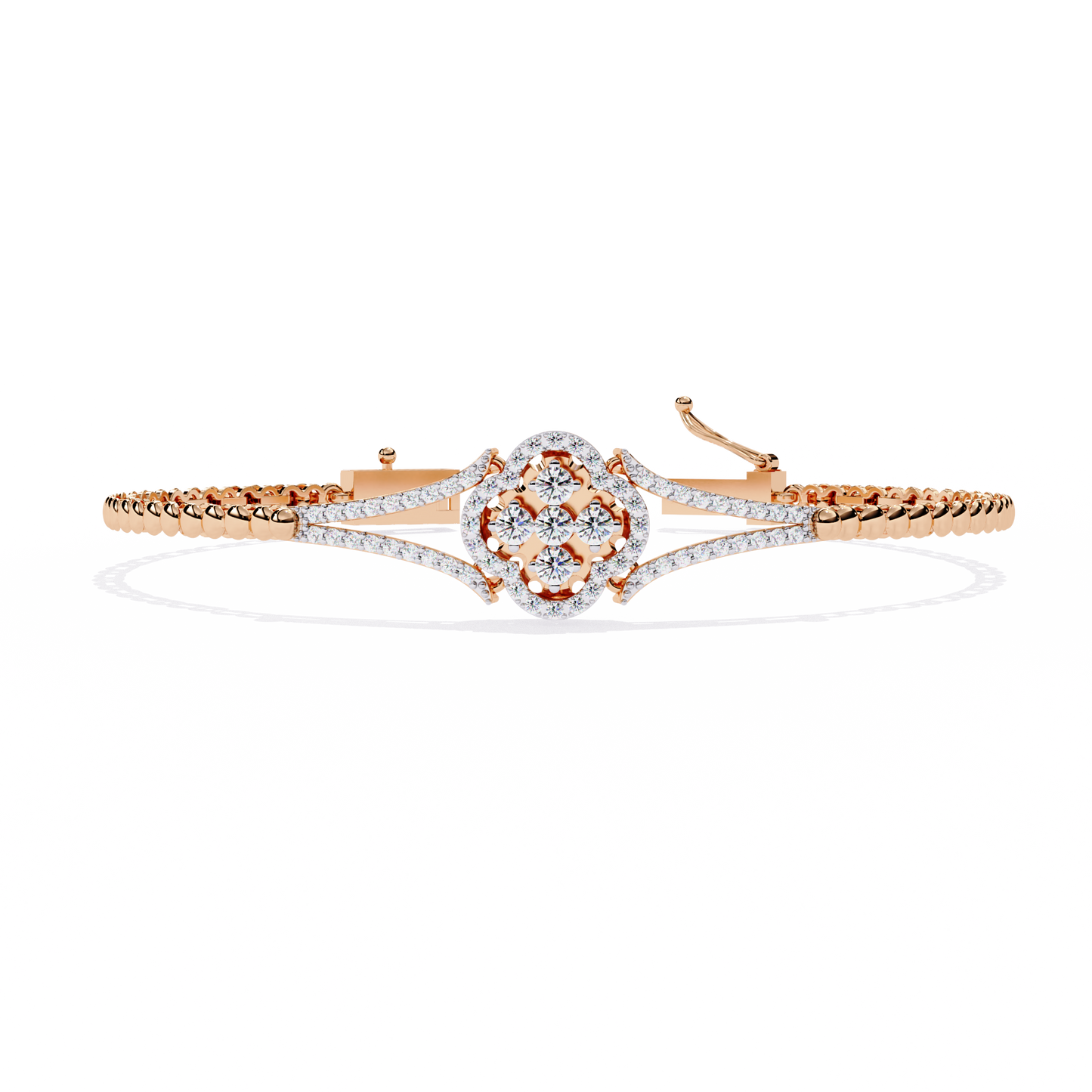 0.5ct Clover Round cut Lab Grown  Diamond Bracelet