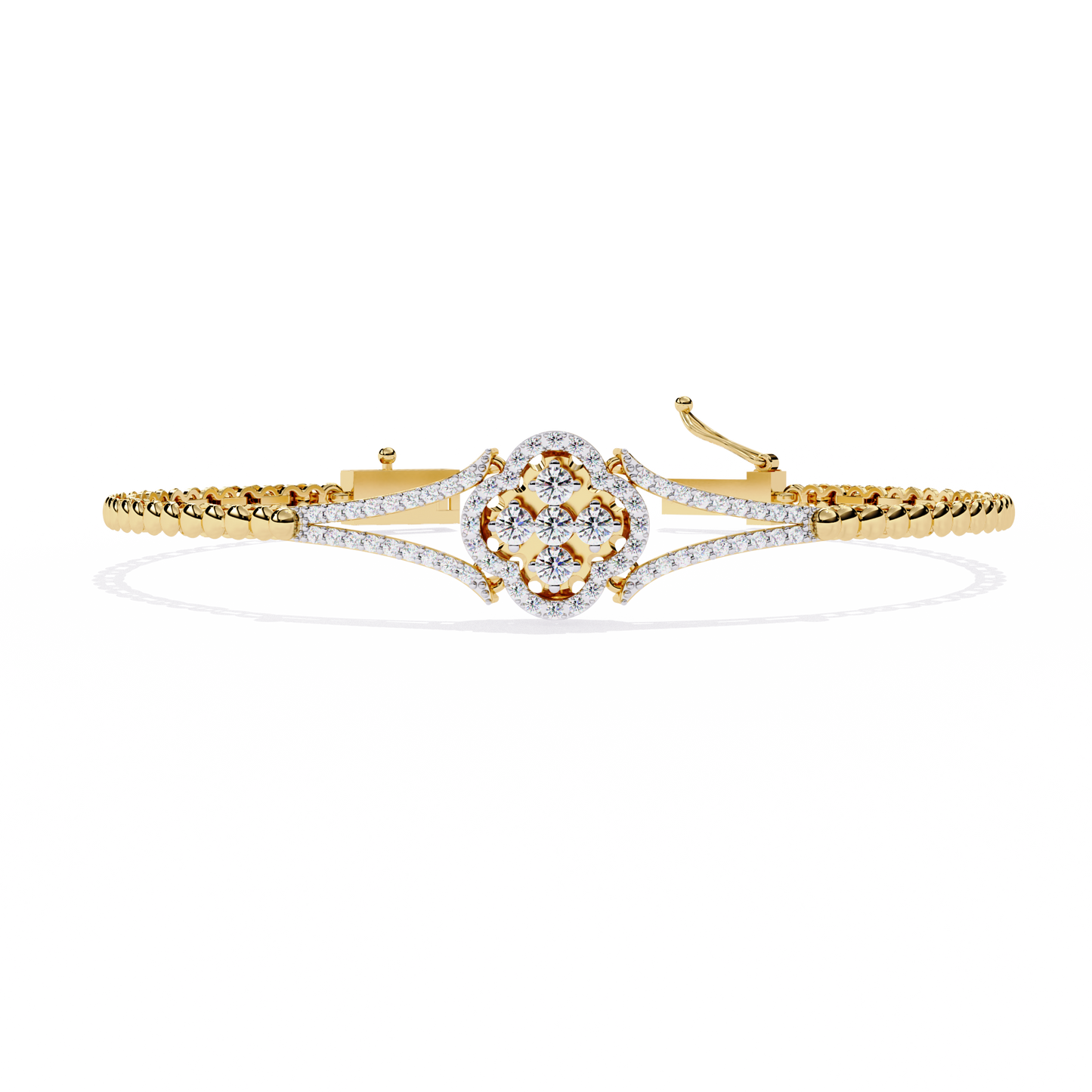 0.5ct Clover Round cut Lab Grown  Diamond Bracelet