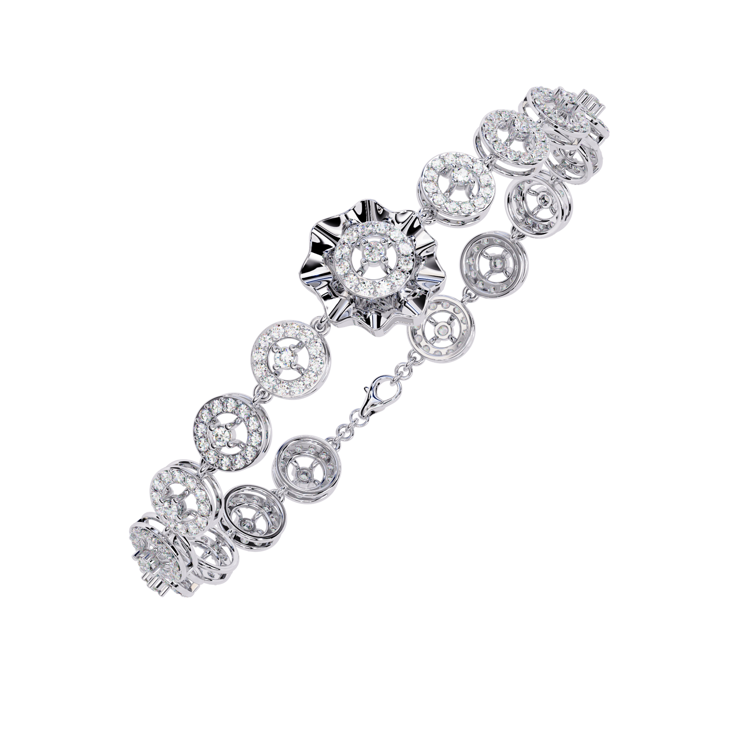 2.16 Ct Floral Lab Grown Diamond Link Bracelet