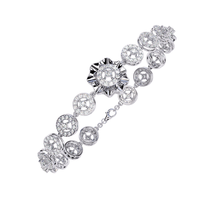 2.16 Ct Floral Lab Grown Diamond Link Bracelet