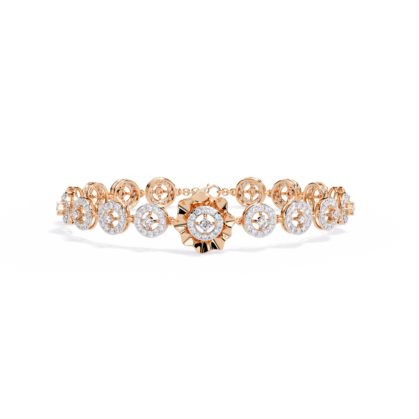2.16 Ct Floral Lab Grown Diamond Link Bracelet