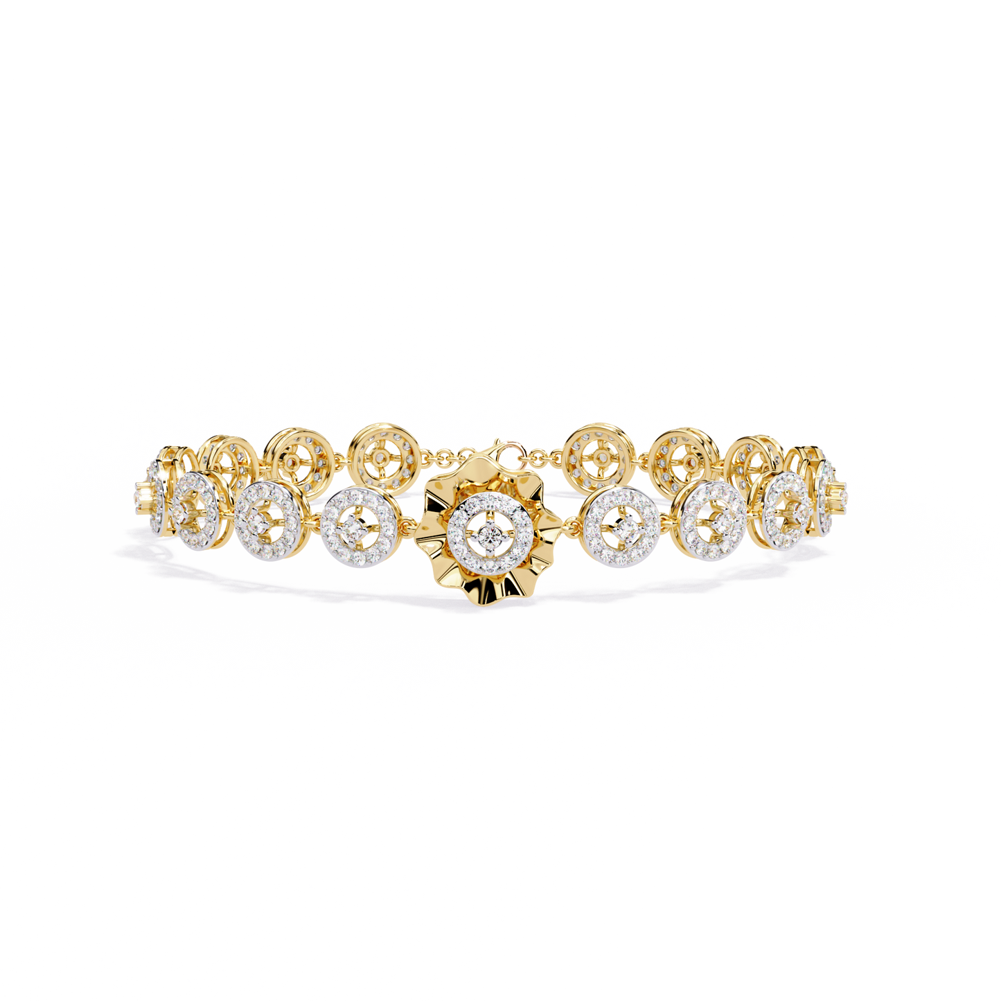 2.16 Ct Floral Lab Grown Diamond Link Bracelet