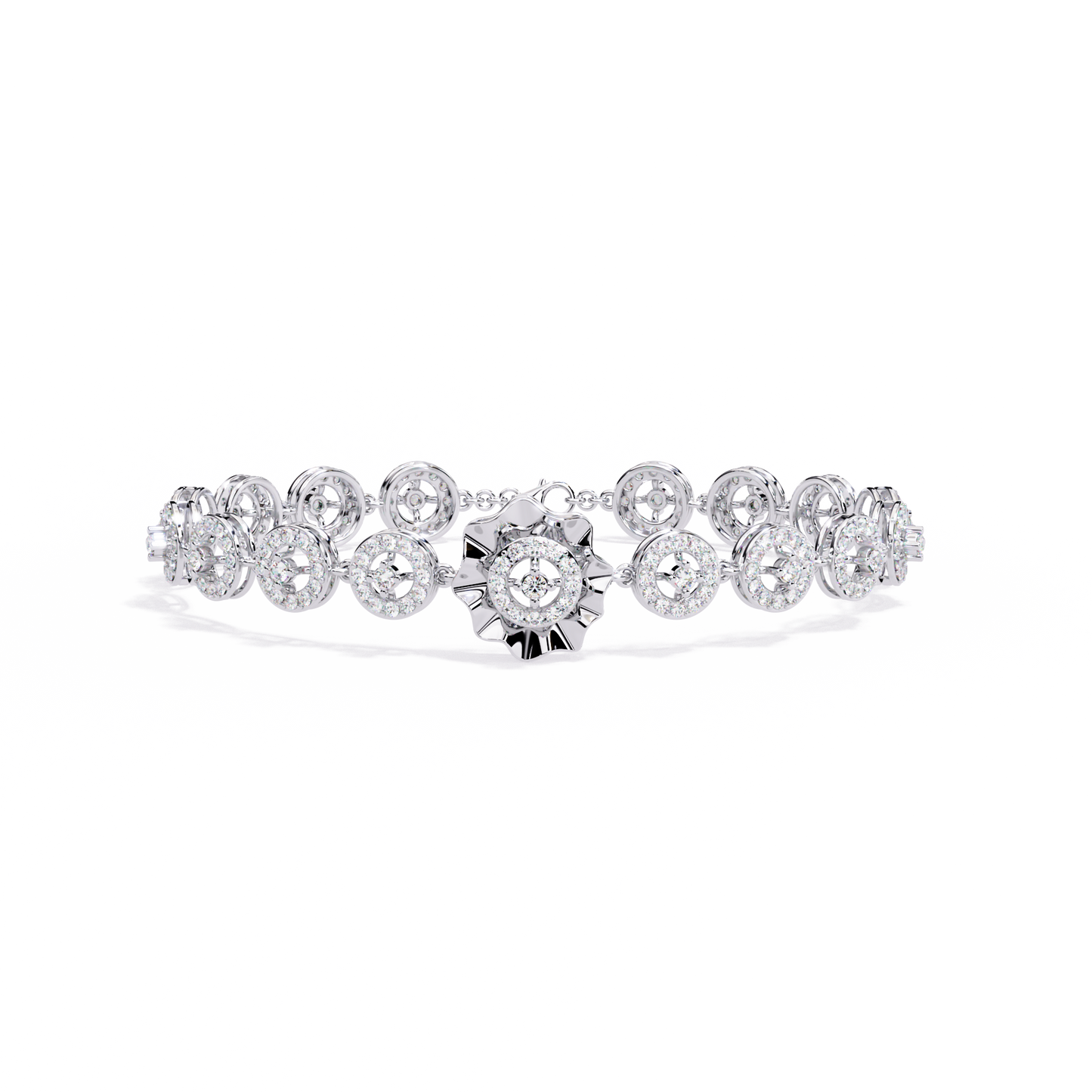 2.16 Ct Floral Lab Grown Diamond Link Bracelet