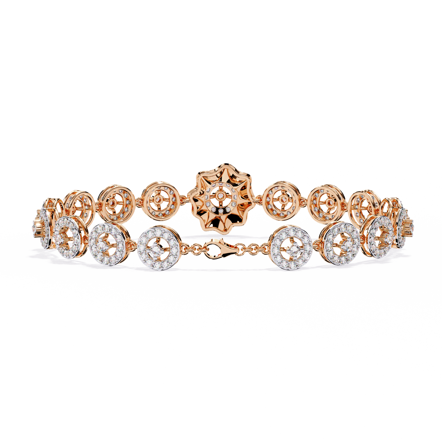 2.16 Ct Floral Lab Grown Diamond Link Bracelet