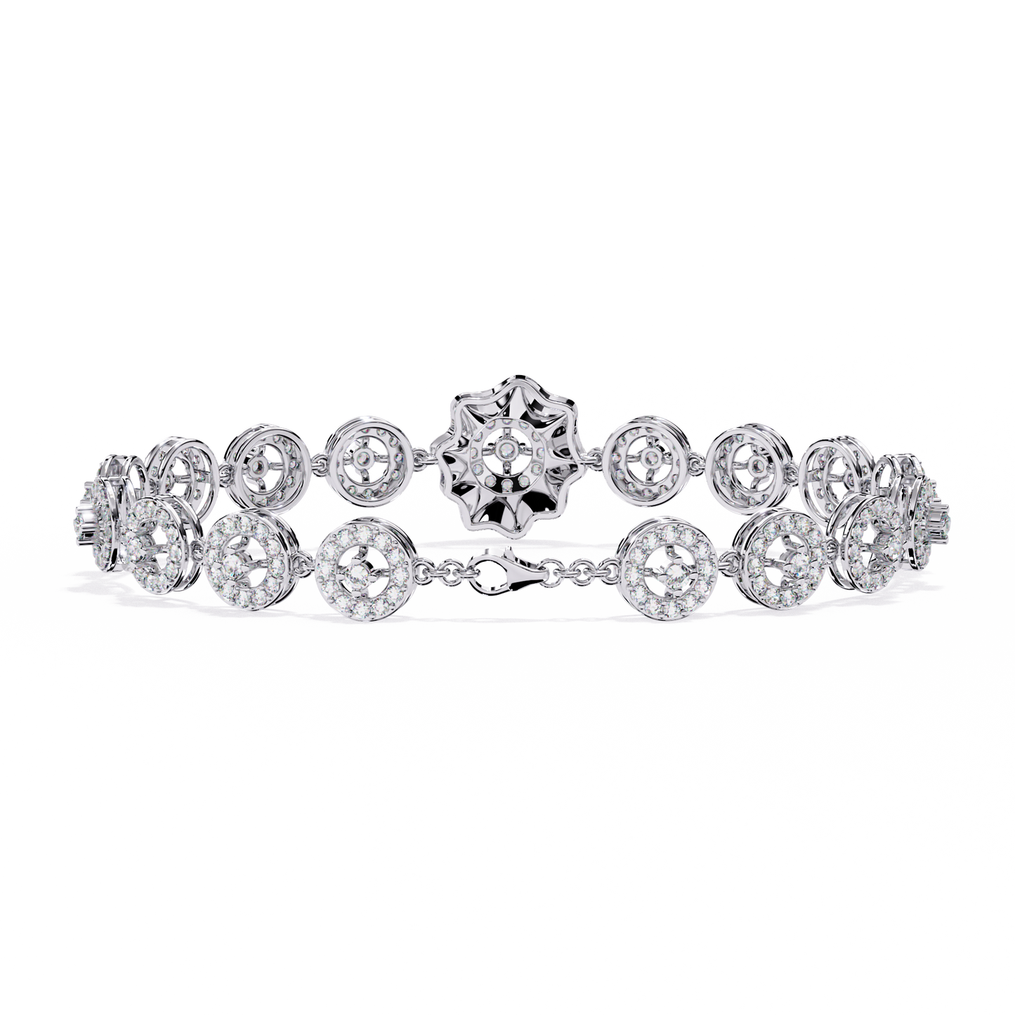 2.16 Ct Floral Lab Grown Diamond Link Bracelet