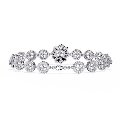 2.16 Ct Floral Lab Grown Diamond Link Bracelet