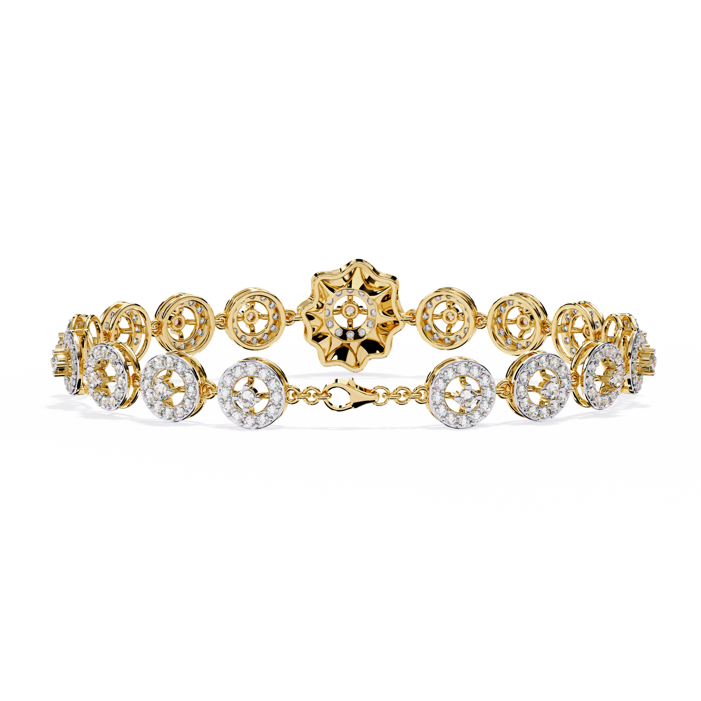 2.16 Ct Floral Lab Grown Diamond Link Bracelet