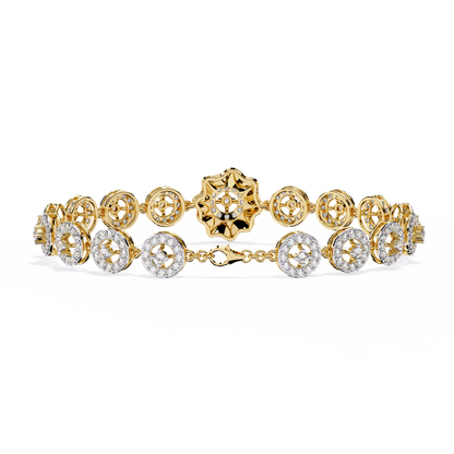 2.16 Ct Floral Lab Grown Diamond Link Bracelet