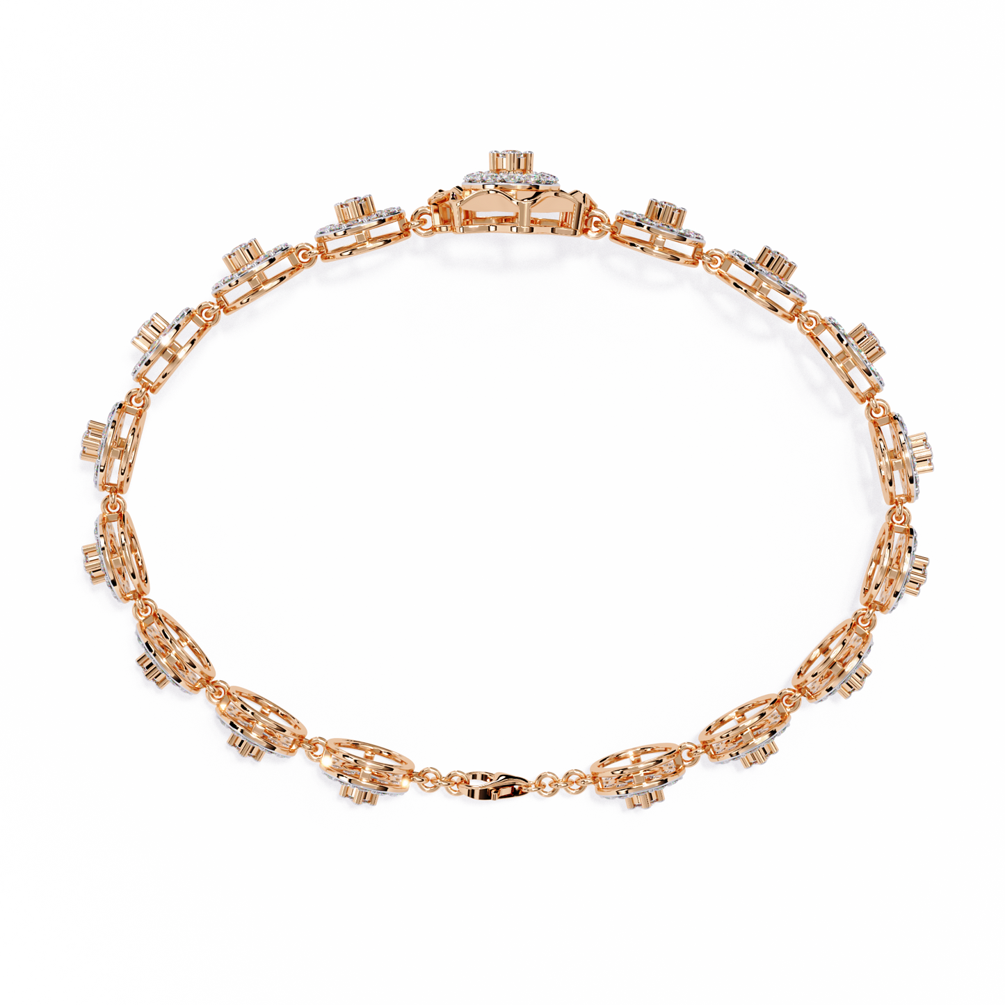 2.16 Ct Floral Lab Grown Diamond Link Bracelet