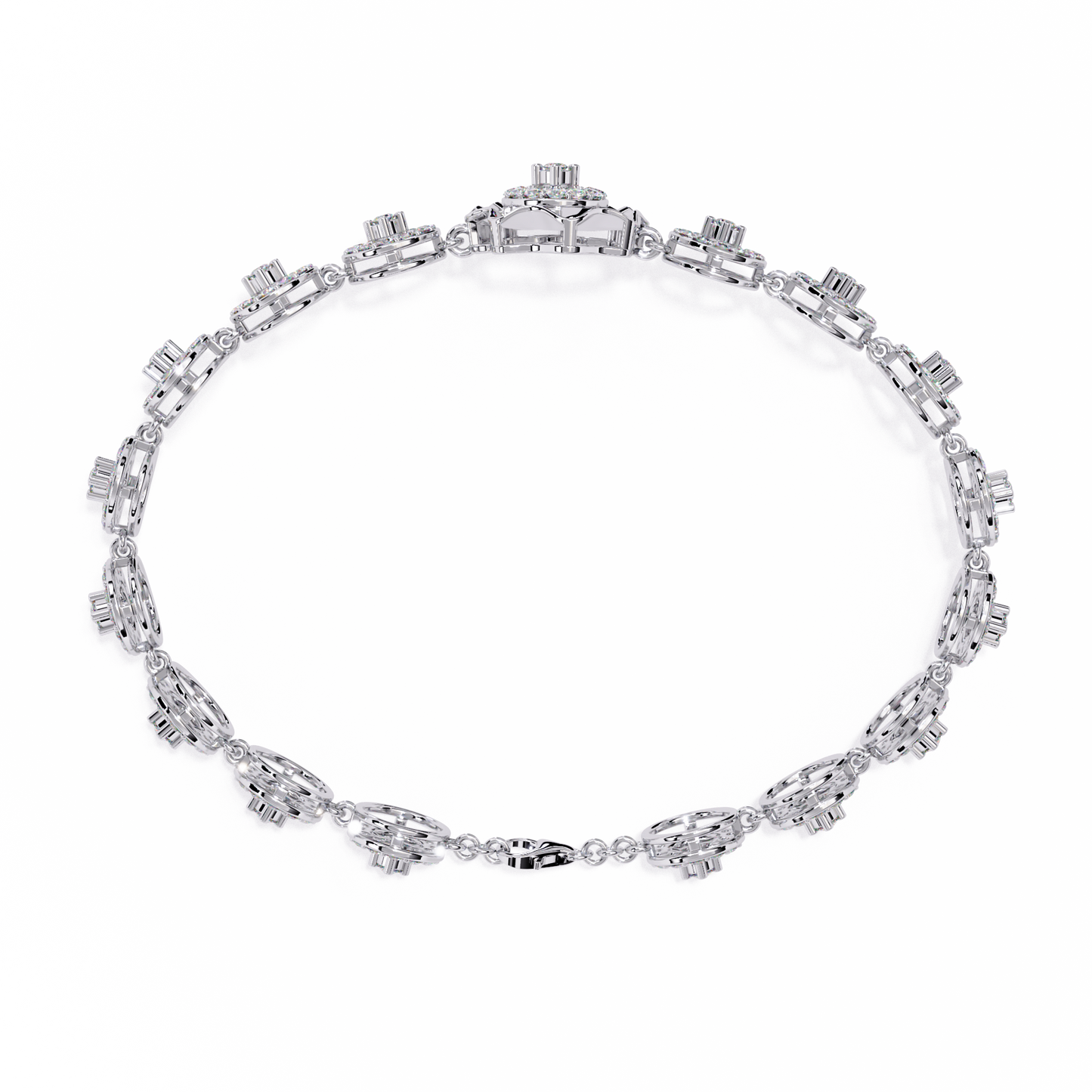 2.16 Ct Floral Lab Grown Diamond Link Bracelet