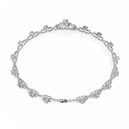 2.16 Ct Floral Lab Grown Diamond Link Bracelet