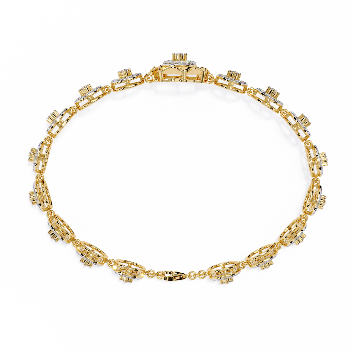 2.16 Ct Floral Lab Grown Diamond Link Bracelet