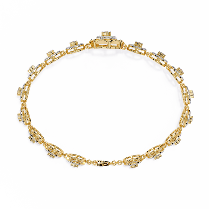2.16 Ct Floral Lab Grown Diamond Link Bracelet