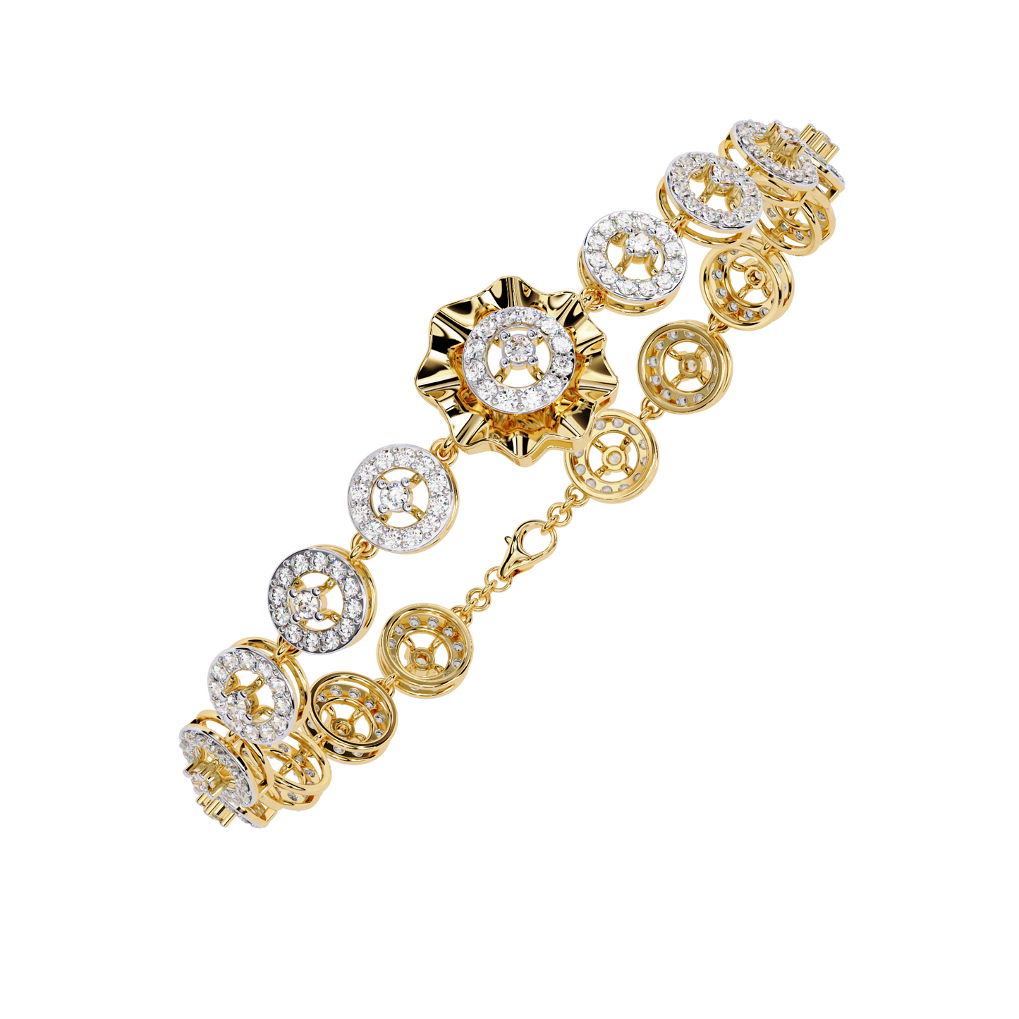 2.16 Ct Floral Lab Grown Diamond Link Bracelet