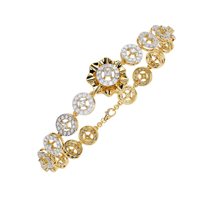 2.16 Ct Floral Lab Grown Diamond Link Bracelet