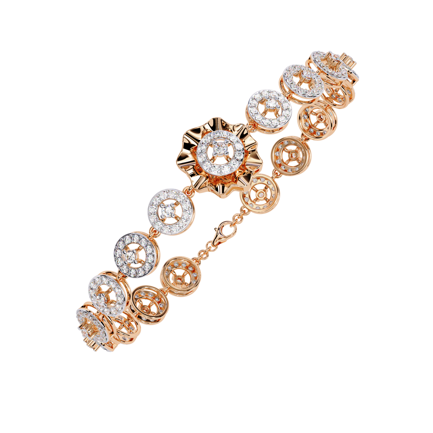 2.16 Ct Floral Lab Grown Diamond Link Bracelet