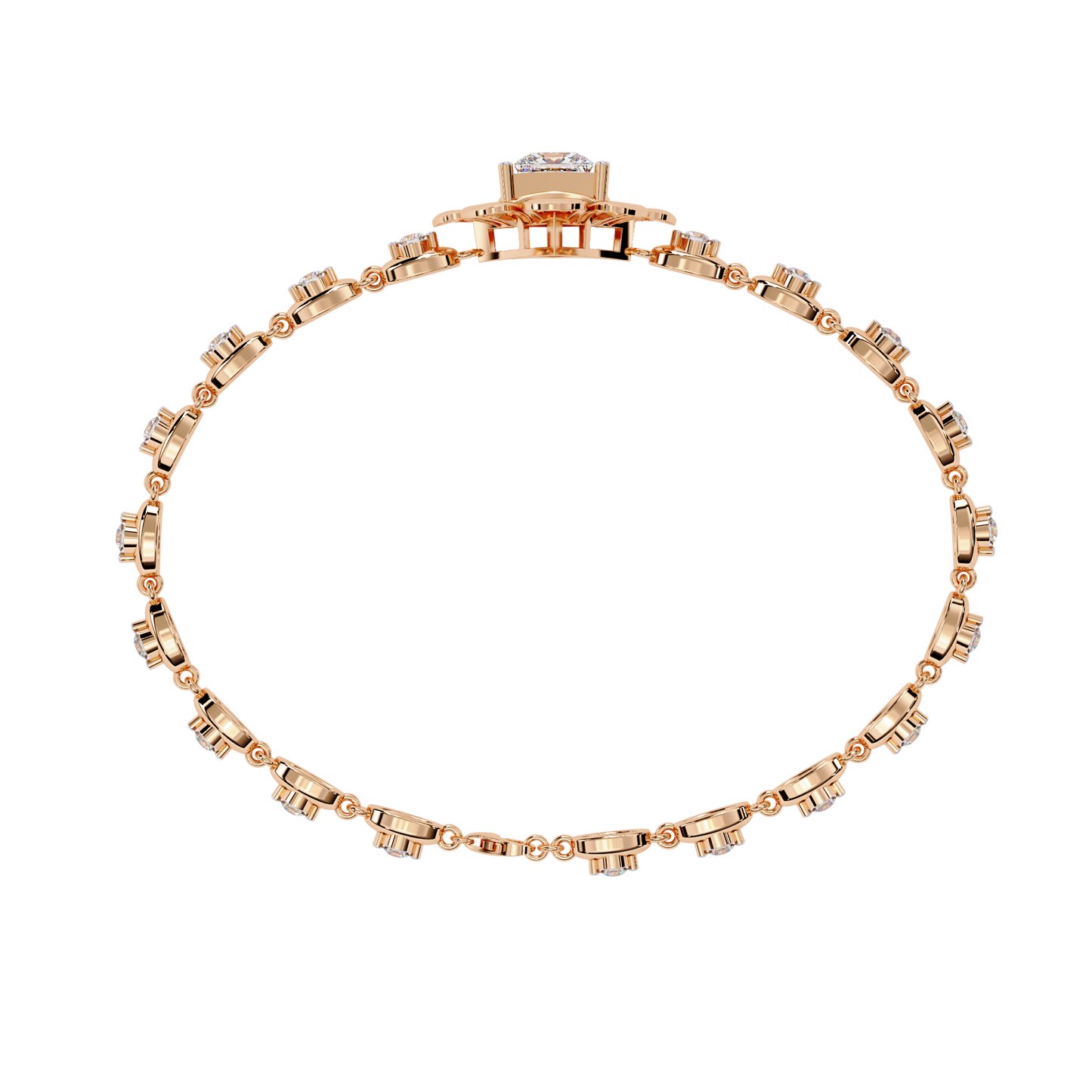 2.11 Ct Round Lab Grown Diamonds Bracelet with Princess-cut Solitaire