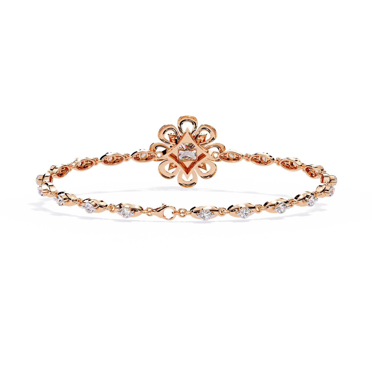 2.11 Ct Round Lab Grown Diamonds Bracelet with Princess-cut Solitaire