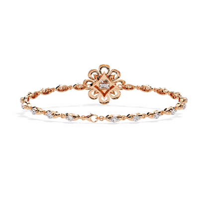 2.11 Ct Round Lab Grown Diamonds Bracelet with Princess-cut Solitaire