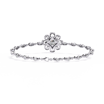 2.11 Ct Round Lab Grown Diamonds Bracelet with Princess-cut Solitaire
