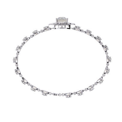 2.11 Ct Round Lab Grown Diamonds Bracelet with Princess-cut Solitaire