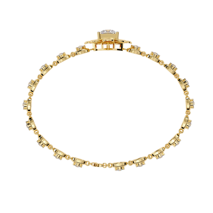 2.11 Ct Round Lab Grown Diamonds Bracelet with Princess-cut Solitaire