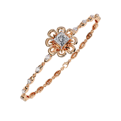 2.11 Ct Round Lab Grown Diamonds Bracelet with Princess-cut Solitaire
