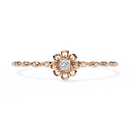 2.11 Ct Round Lab Grown Diamonds Bracelet with Princess-cut Solitaire