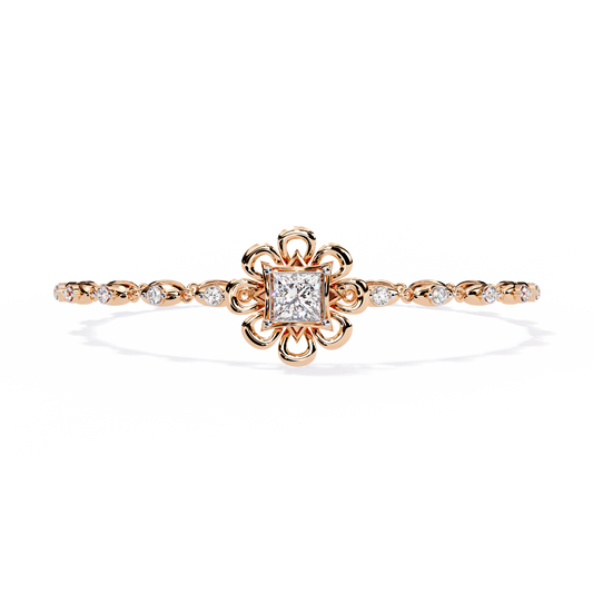 2.11 Ct Round Lab Grown Diamonds Bracelet with Princess-cut Solitaire