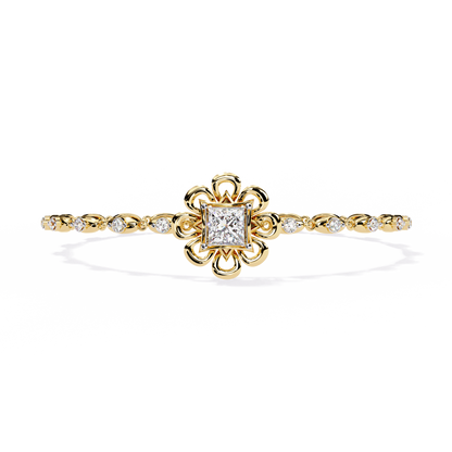 2.11 Ct Round Lab Grown Diamonds Bracelet with Princess-cut Solitaire