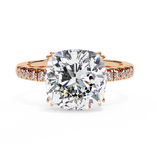 Cushion Cut Lab Diamond Engagement Ring , 5.23 CT Cushion Cut Lab Grown Diamond , 14k Gold Ring